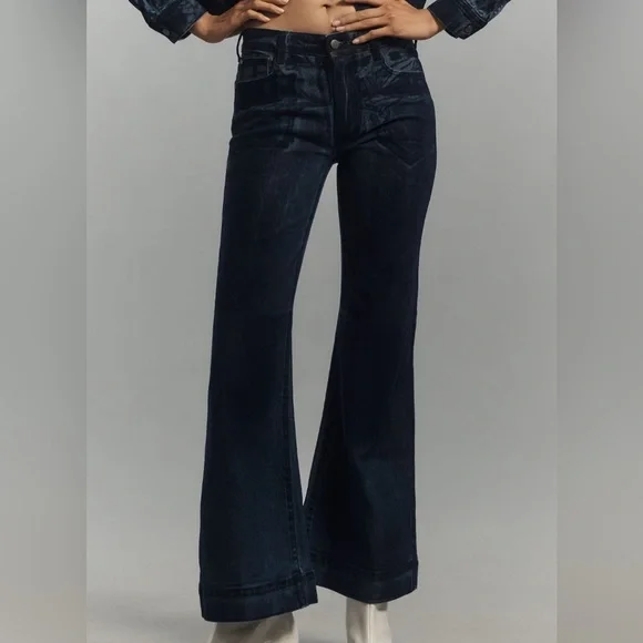 Dark Blue Flared Jeans Pilcro - Picture 2 of 11